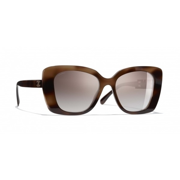 Chanel tortoise brown square sunglasses with crystal logo - Picture 7 of 7